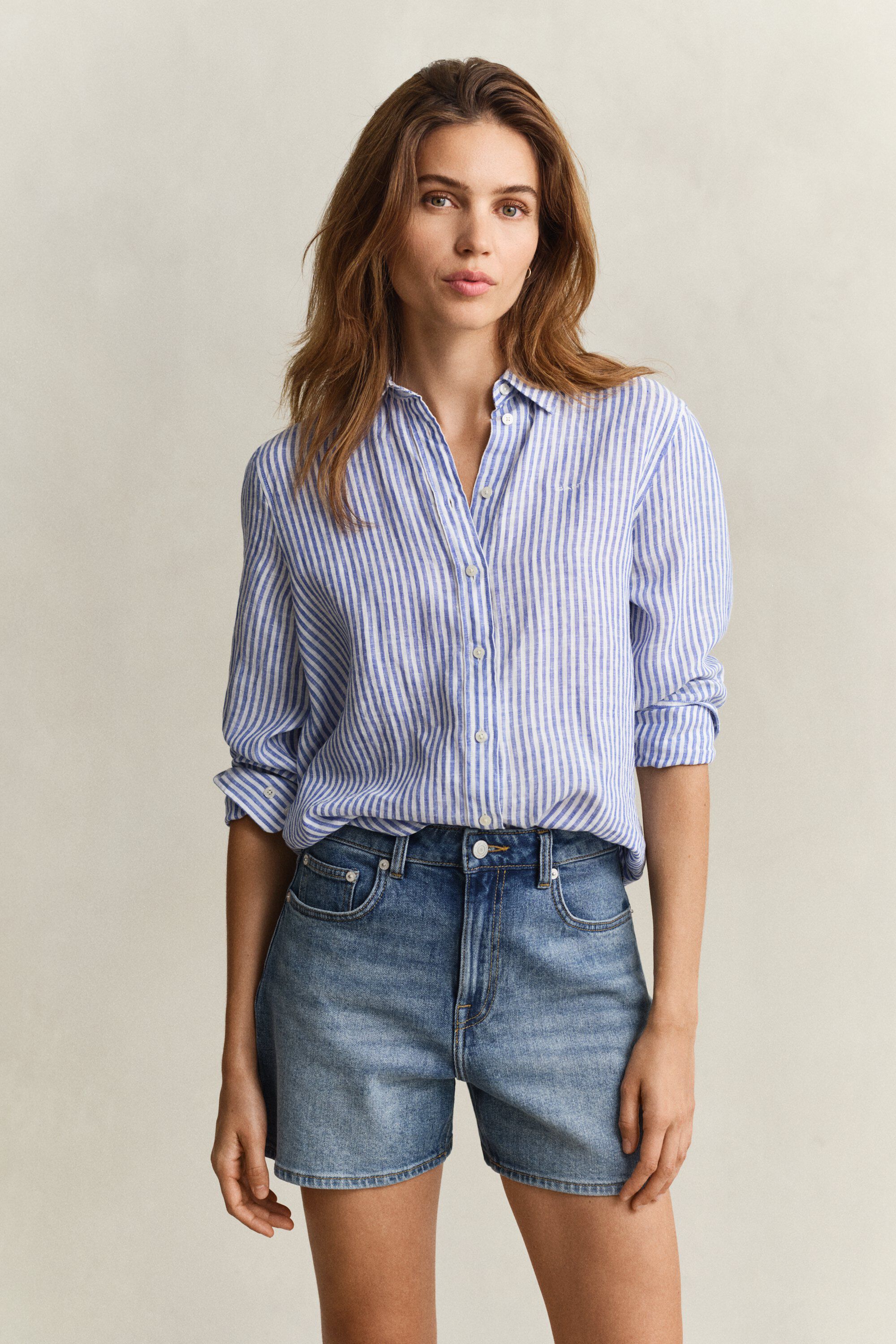 REG STRIPED LINEN LS SHIRT