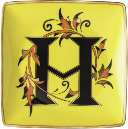 Bowl 12cm sq. flat, Holiday Alphabet H, Versace