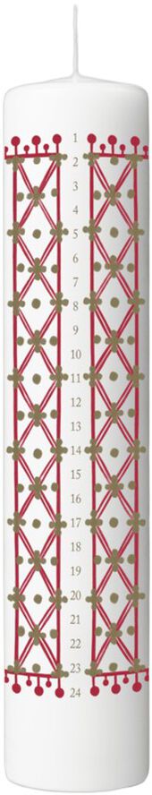 Eva Kalenderlys 2025 Ø5 cm hvid m. deko