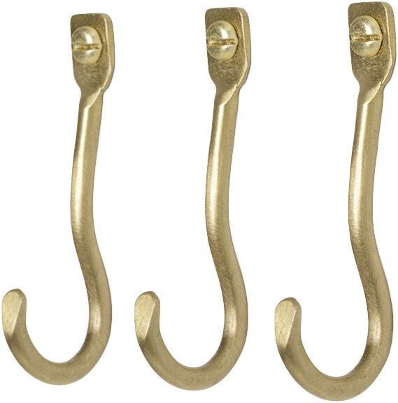 Curvature Hooks - Set of 3 - Brass