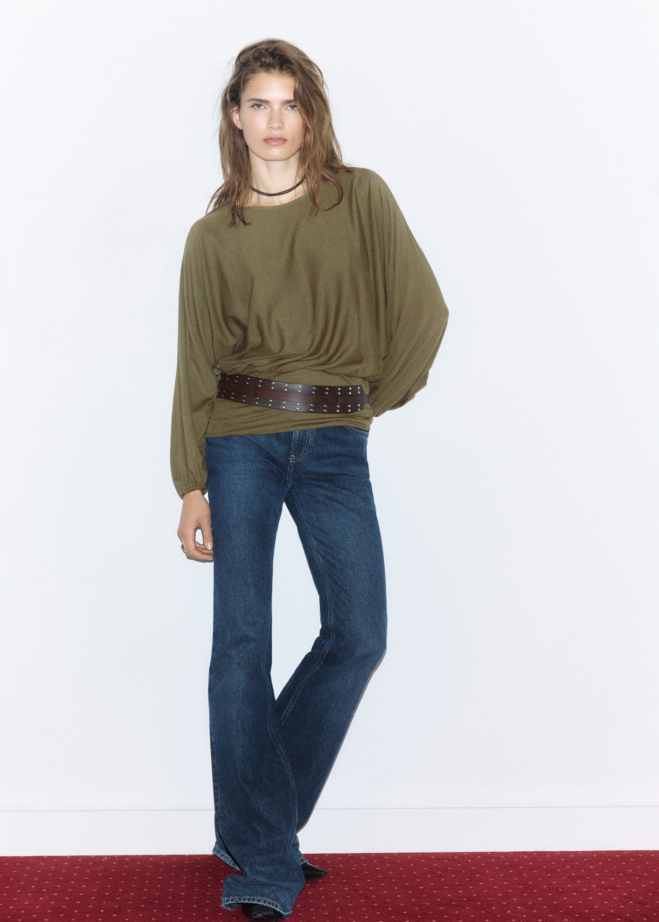 Gathered blouse with wide elasticat