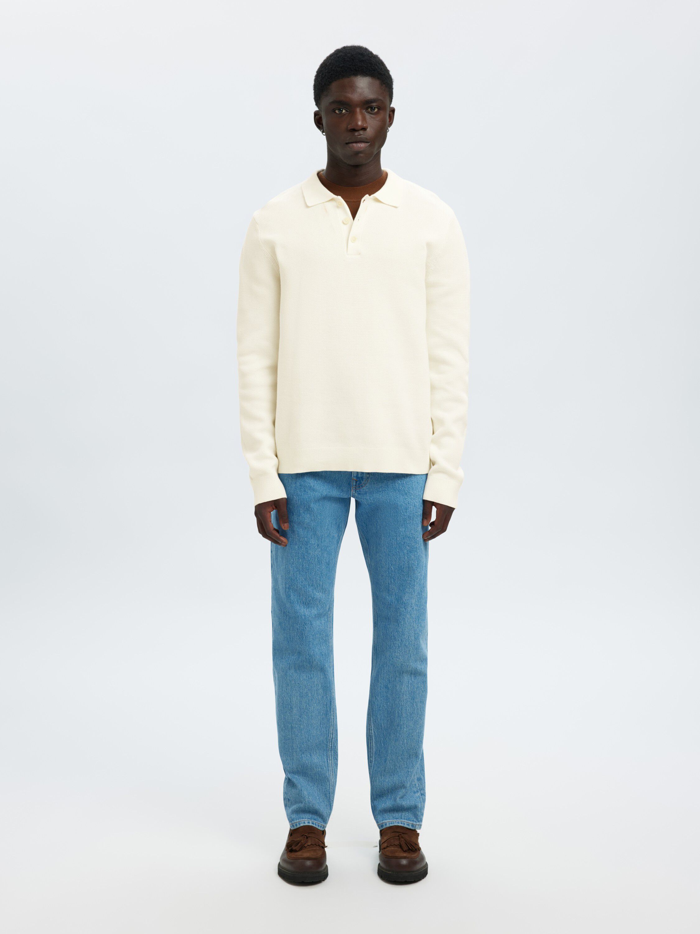 SLHDANE LS KNIT STRUCTURE POLO NECK