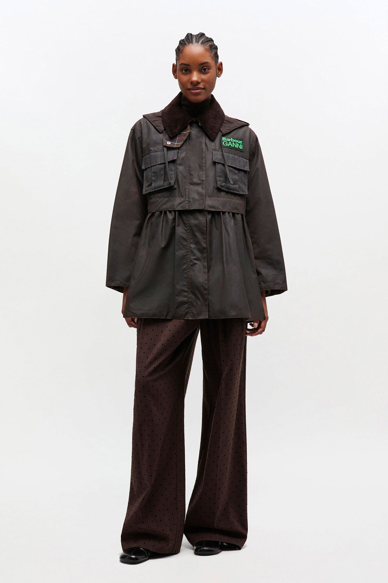 Barbour Short Wax Tartan Peplum LWX