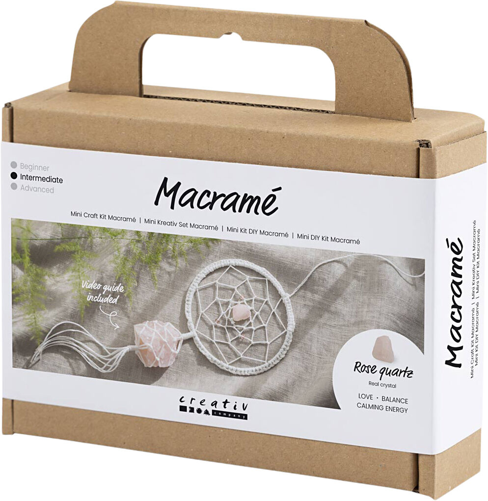 Mini DIY Kit Macram&eacute;, Dr&oslash;mmefanger med rosenkvarts krystal