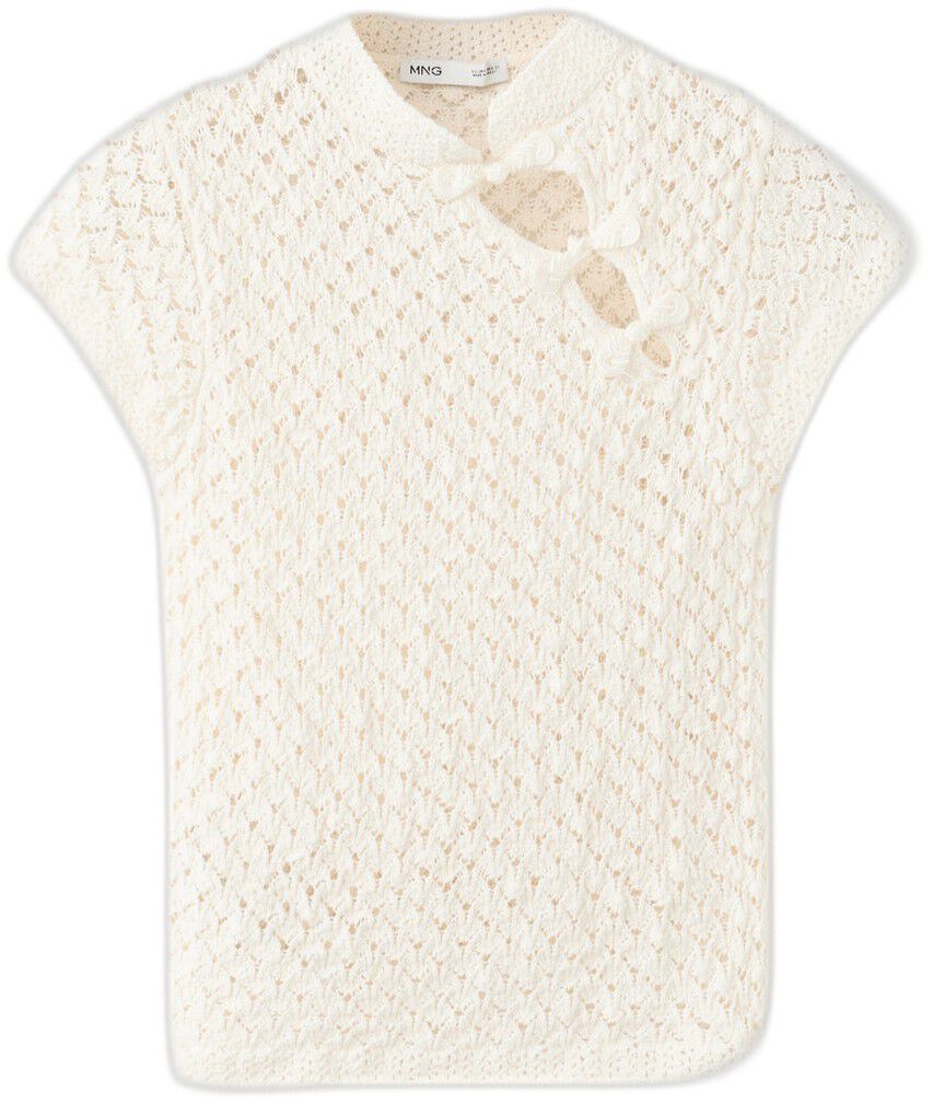 Openwork knit sweater with toggle c