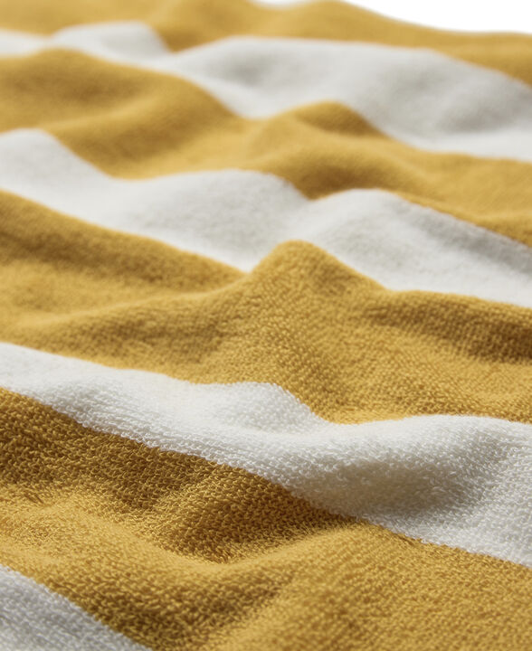 Beach towel 100x180 old gold/starwhite stripe GOTS