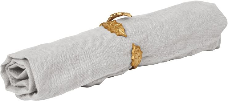 Holly Leaf Napkin Rings - Set of 4 - Brass