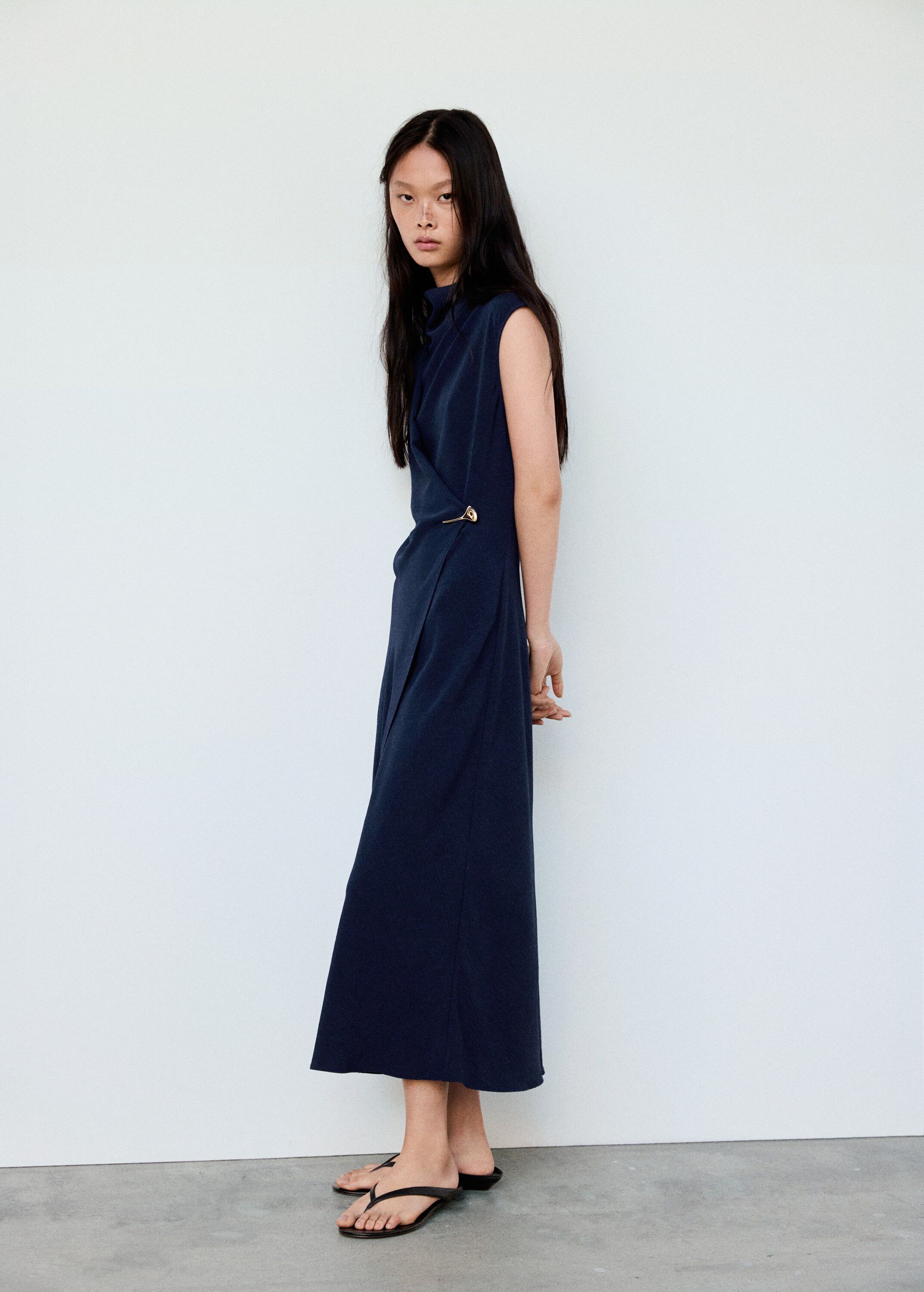 Draped dress with jewel detail