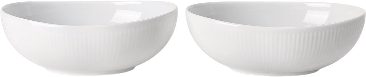 Hvid Riflet oval sk&aring;l 2-pak 37 cl