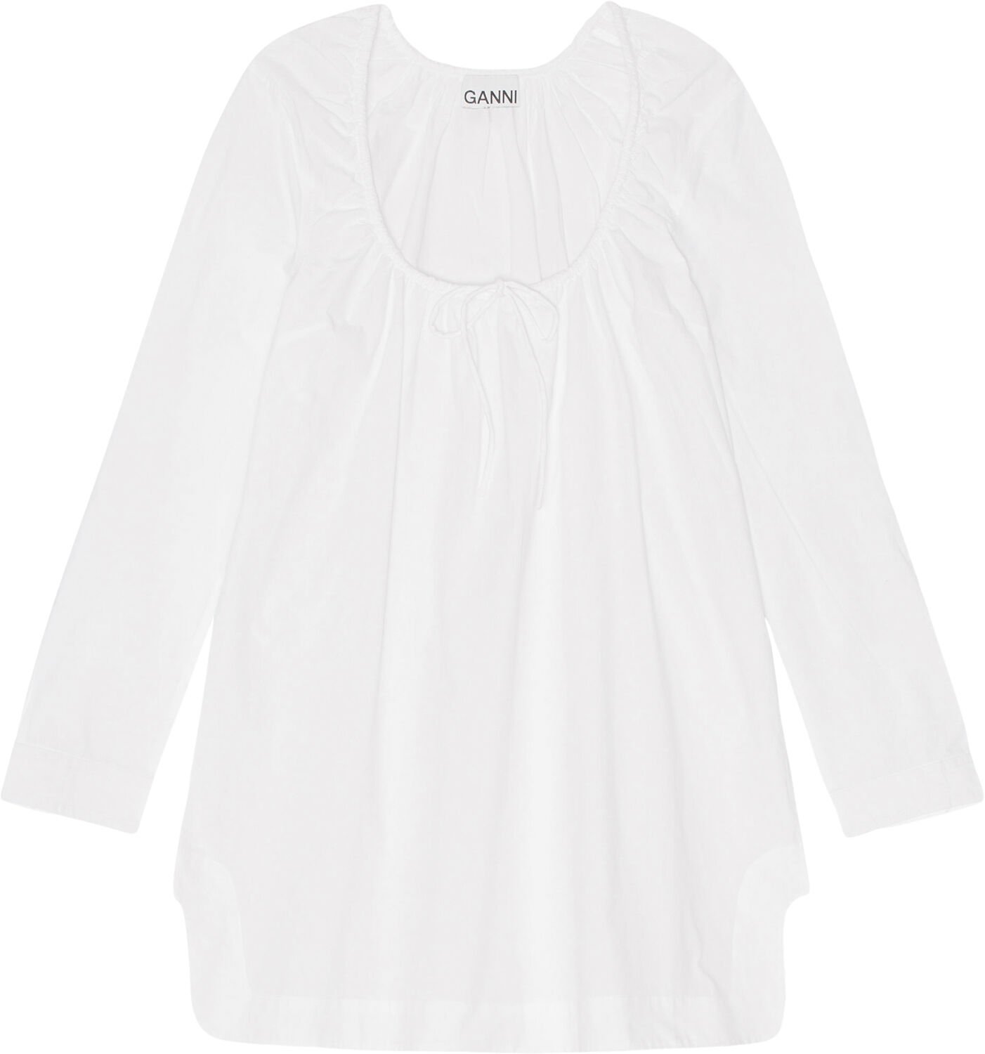 Minikl&auml;nning med fyrkantig halsringning i bomullspoplin