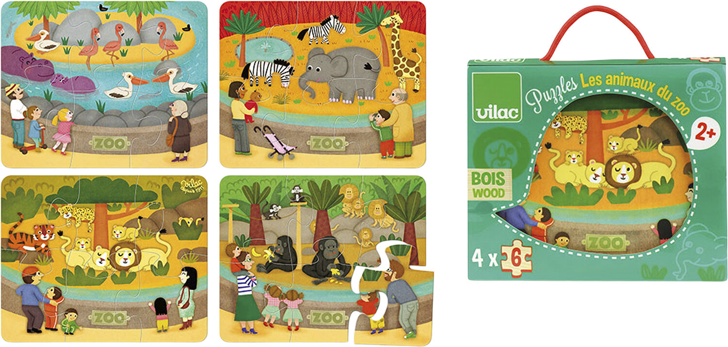 Vilac - Puslespil - Zoo - 4 x 6 brikker