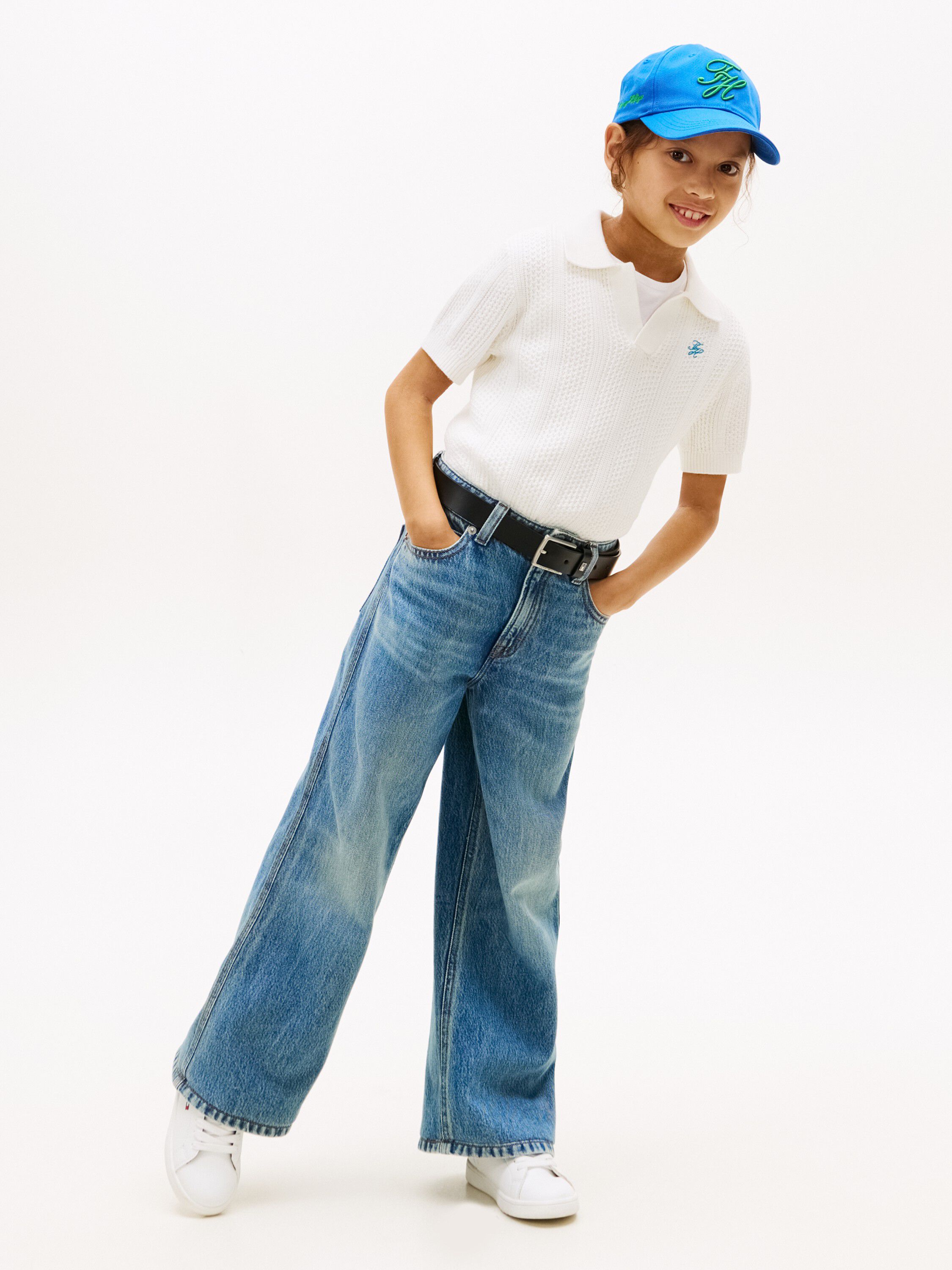 Crochet Open Placket Polo Top