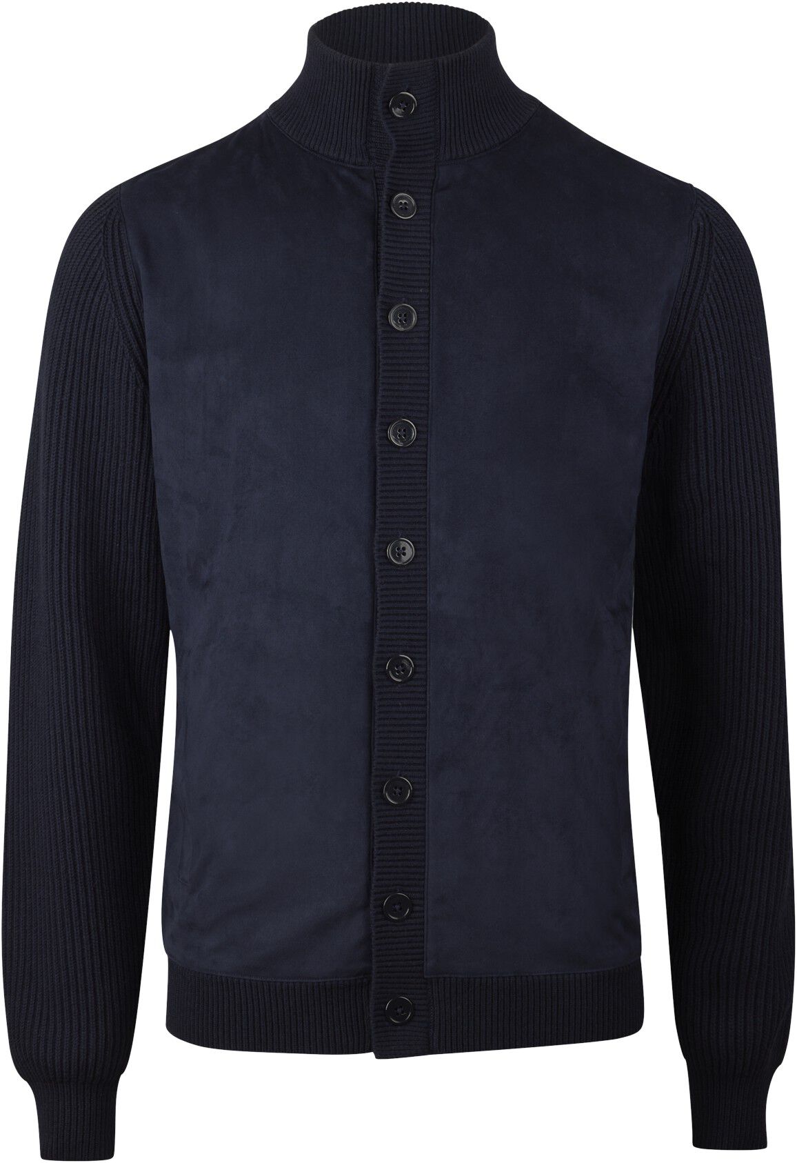Cardigan Knitted Hybrid Buttoned Alcantara
