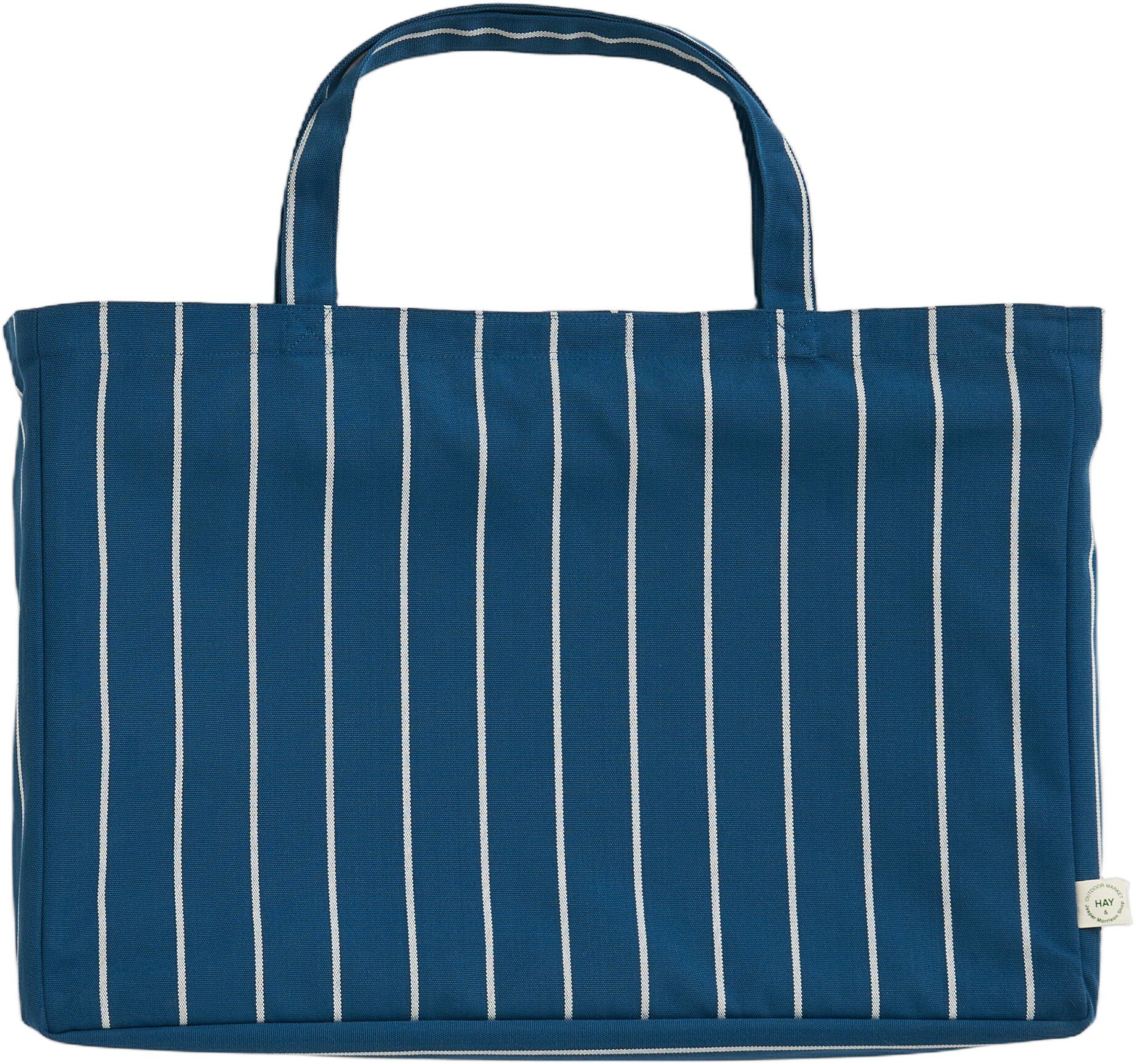 Outdoor Market Folding Stool - Blue with beige stripe -