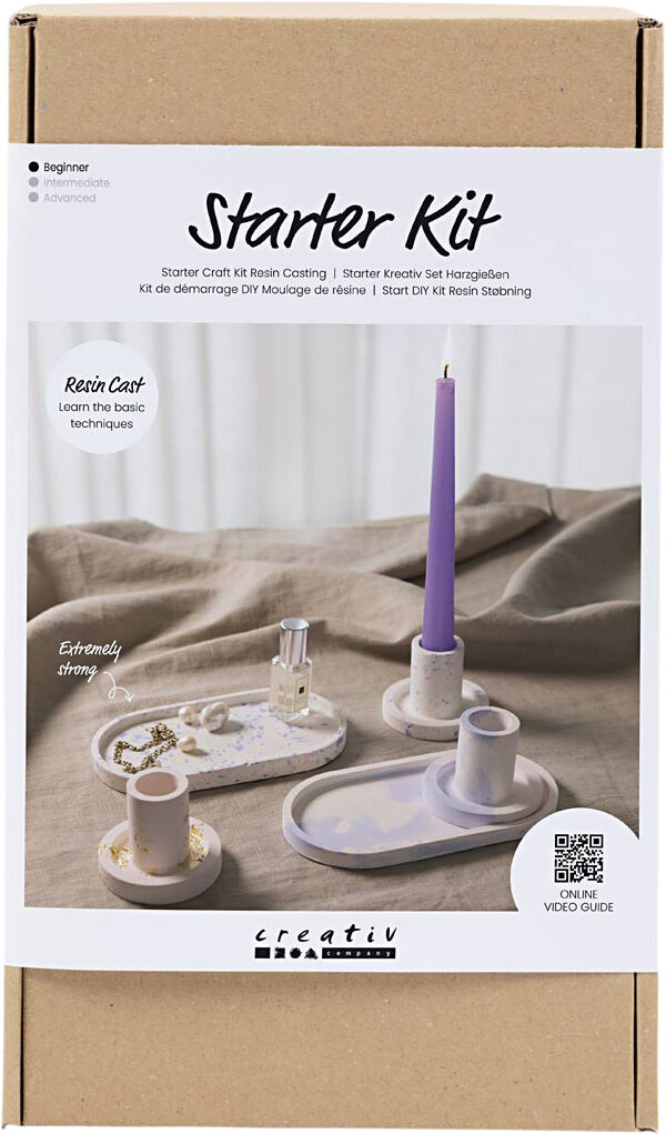 Start DIY Kit Resin St&oslash;bning, 3 lysestager og 2 fade