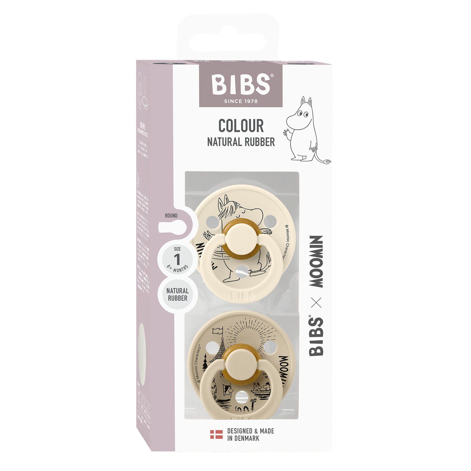 BIBS x Moomins Pacifier Colour Snorkmaiden 2 PACK Latex Size