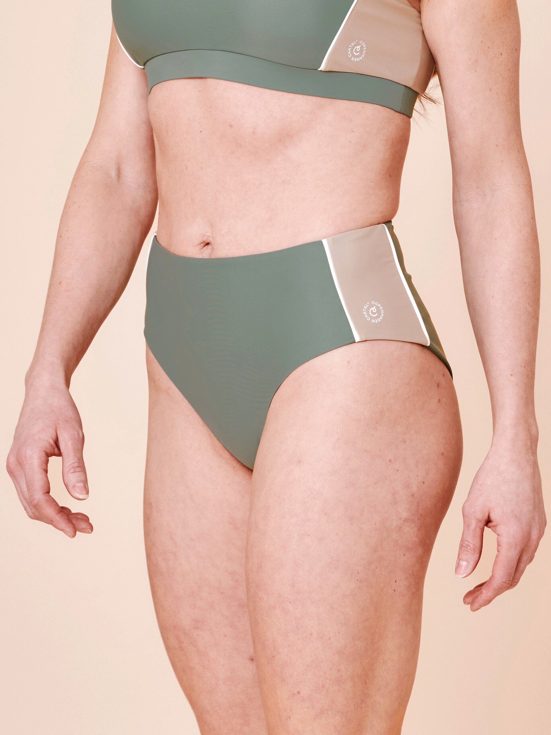 Ubud Colorblock high-waisted bikini bottom - Clear/Cartel Blue