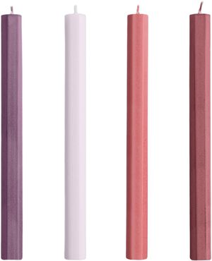 Hexagon Candle-Reds and bordeaux, Set of 4