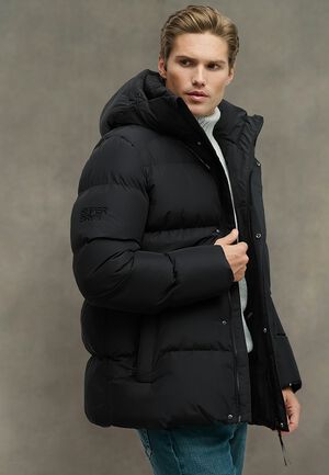 HOODED 5 BAFFLE SPORTS PUFFER