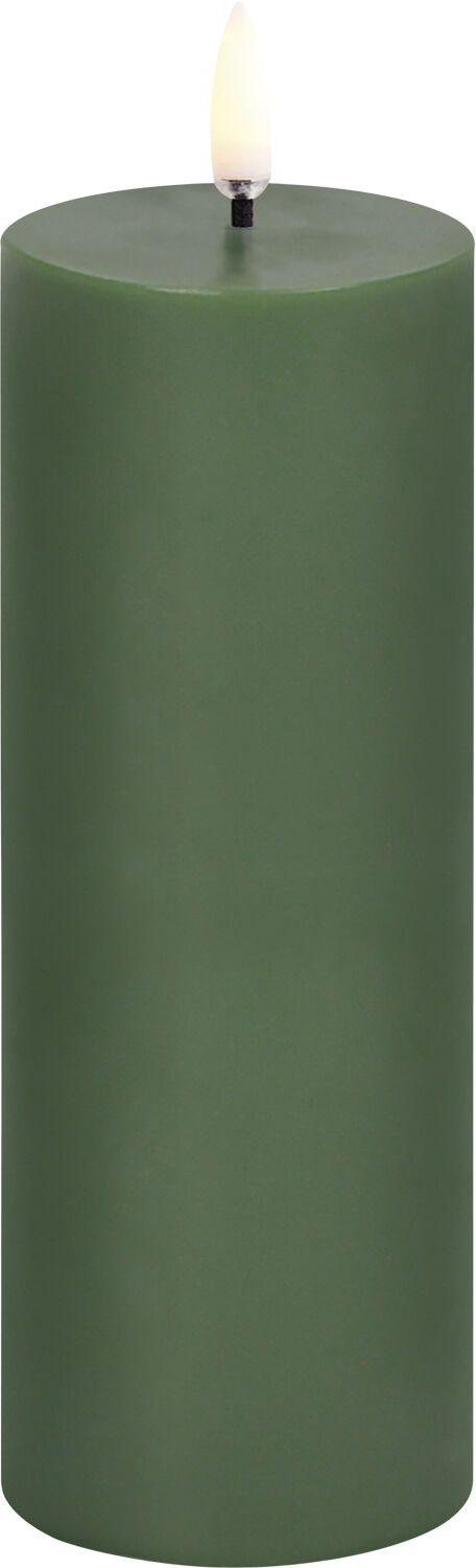 LED pillar candle, Olive green, Smooth, 5,8x15,2 cm