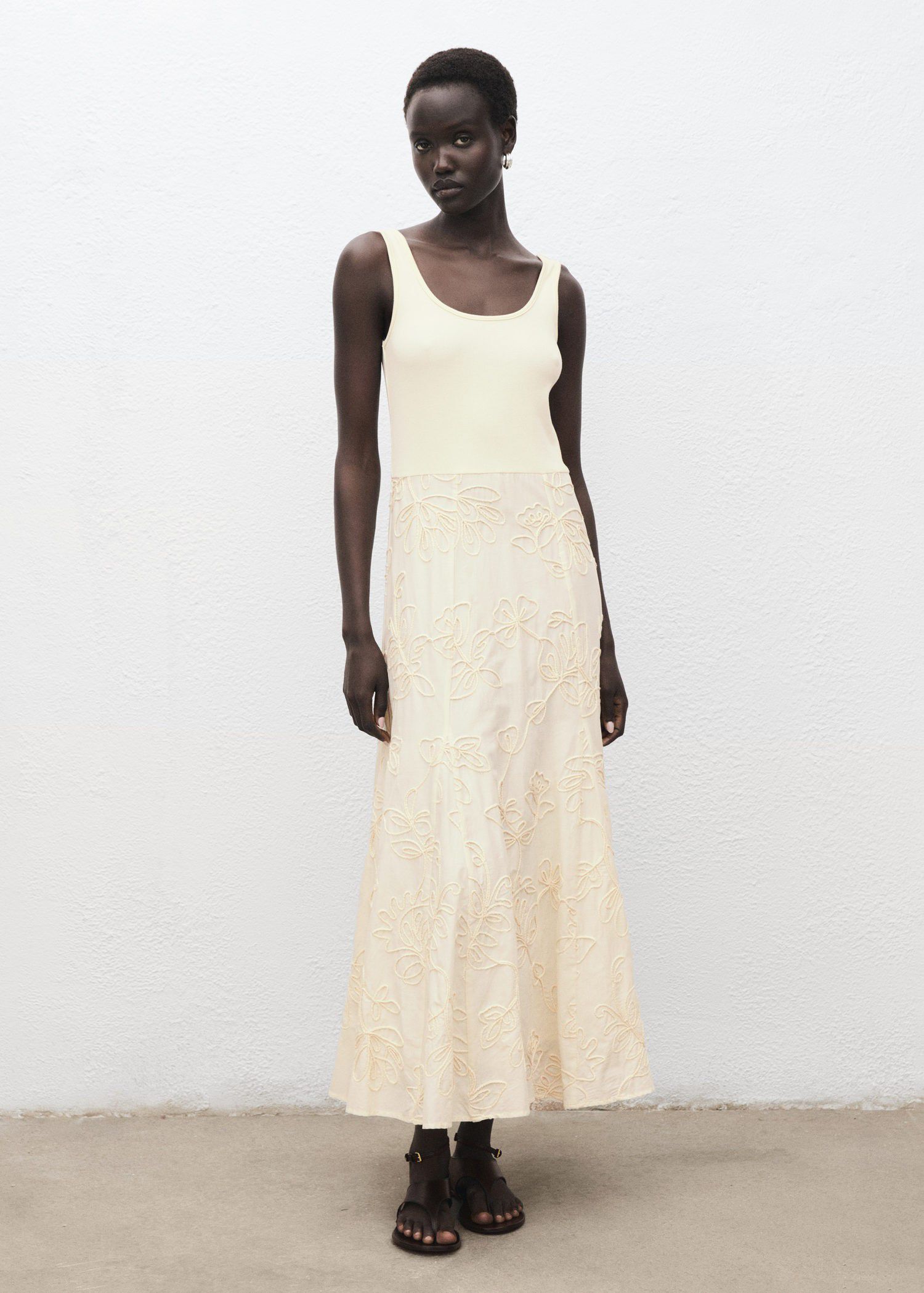 Floral embroidered combined dress