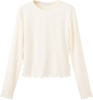 Ribbed T-shirt with scalloped trim