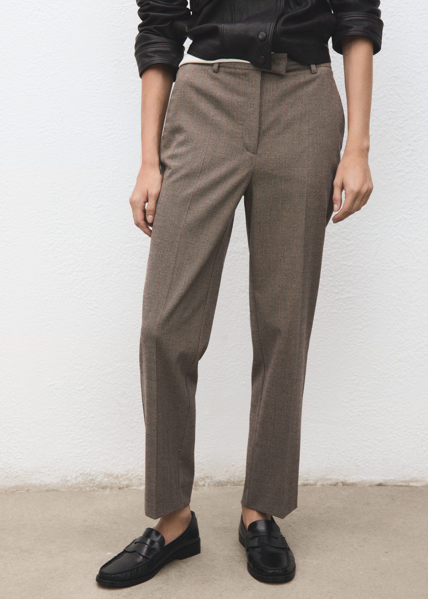 Slim cropped pinstripe trousers