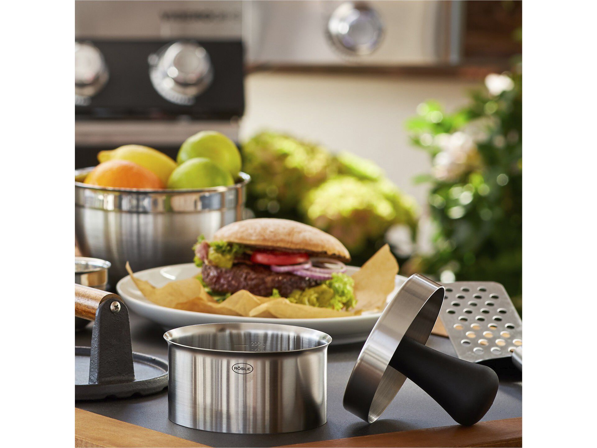 Hamburgerpress PRO 12,2 x 9 cm 18/10 st&aring;l/TPE