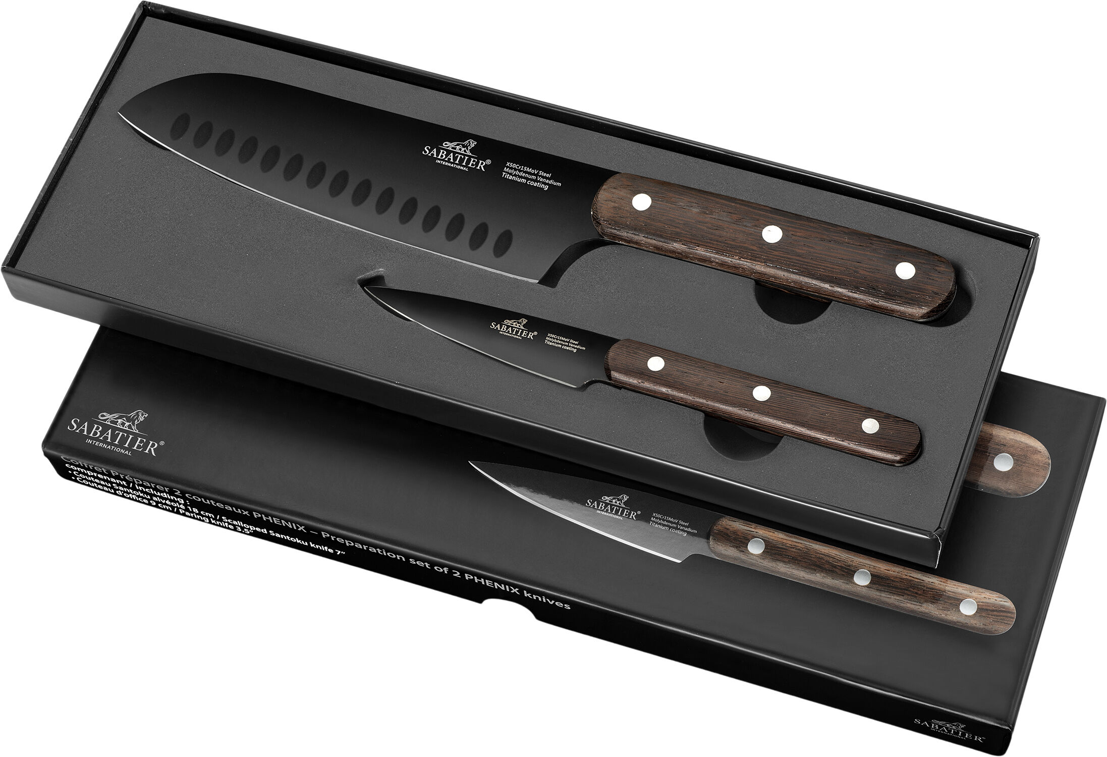 "Knivsett Phenix 2 deler Svart/Tre"