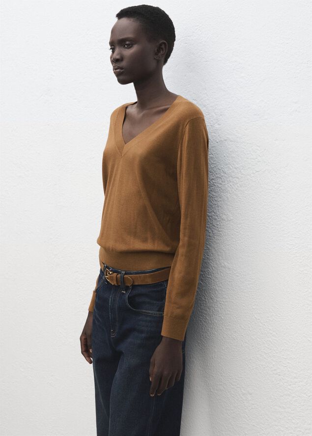 V-neck knit sweater