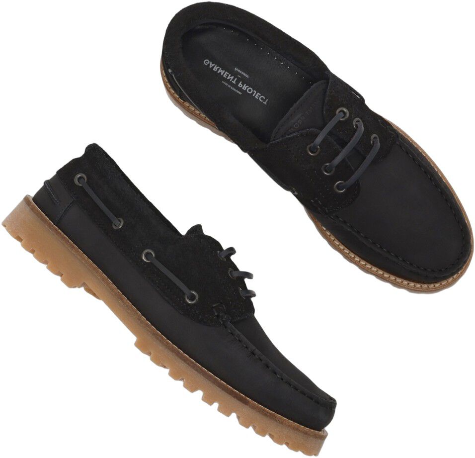 Ollie Boat Shoe - Black Nubuck/Hairy Suede