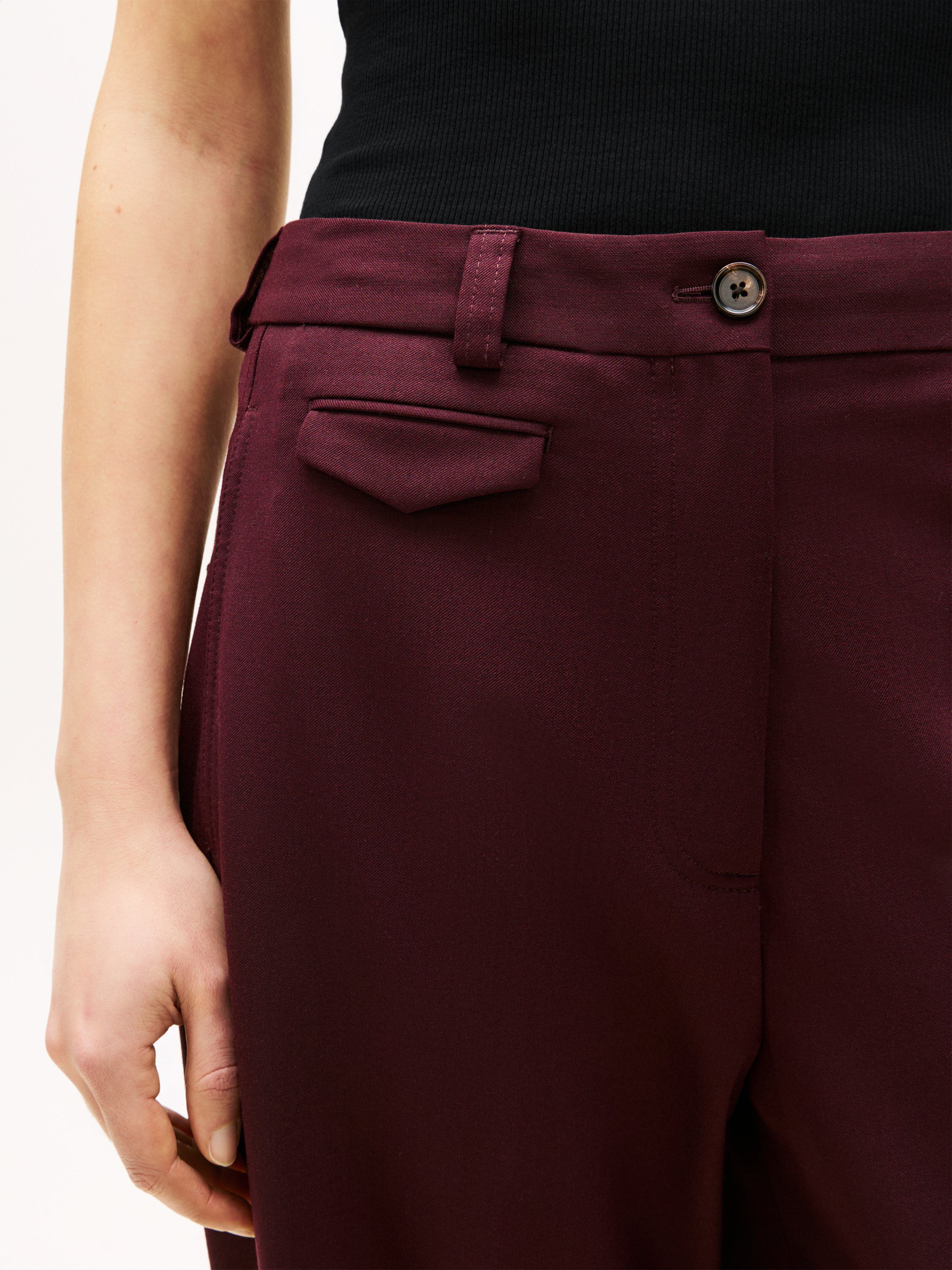 Wool Blend Loose Straight Leg Trousers