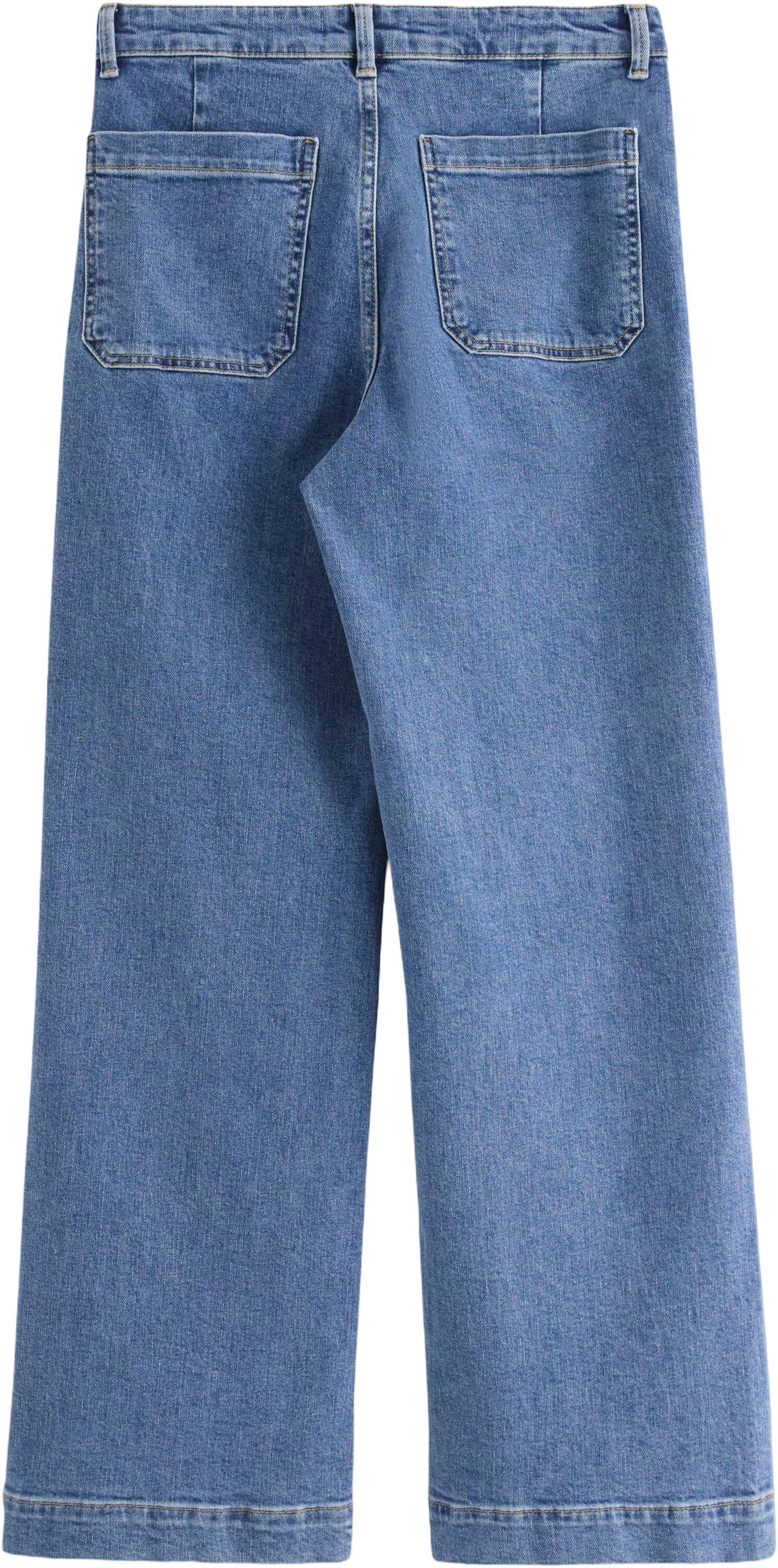 Jeans med h&oslash;y midje i bomullsdenim