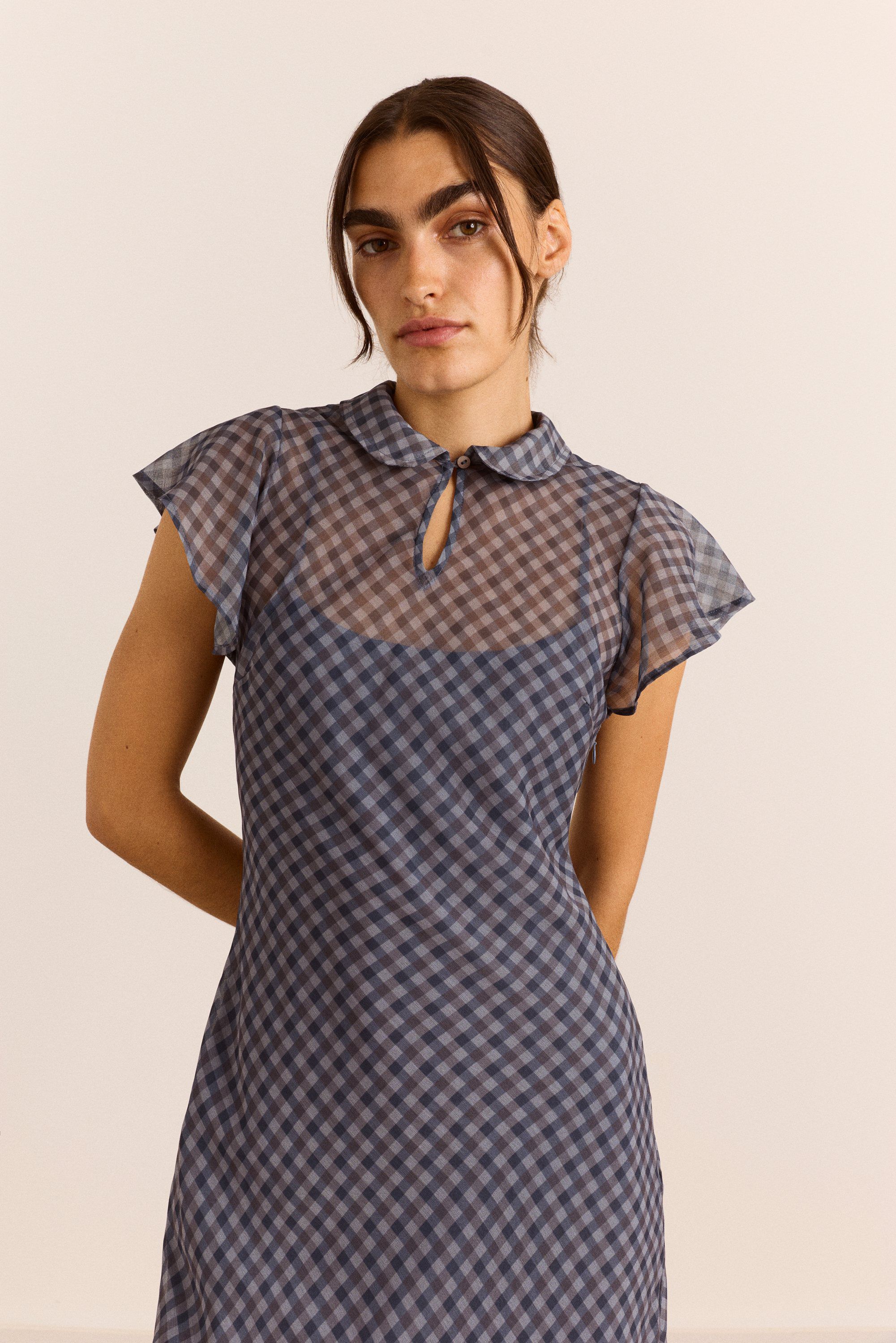 HUDSON MIDI DRESS - SHEER WILLOW GINGHAM
