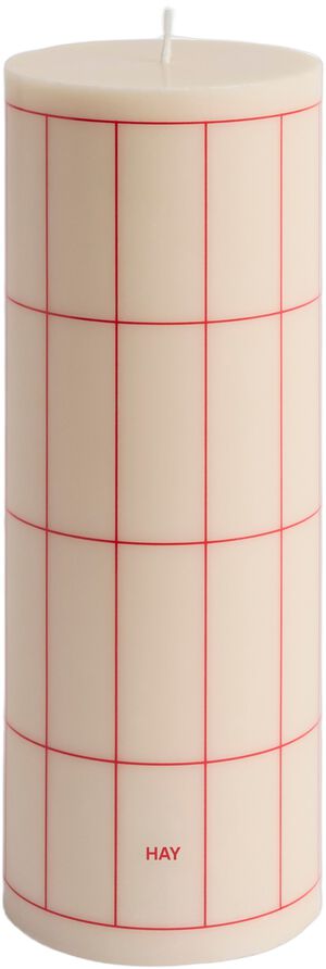 Column Candle-Large-Off-white with red grid check