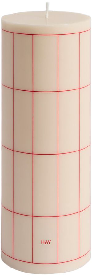 Column Candle-Large-Off-white with red grid check