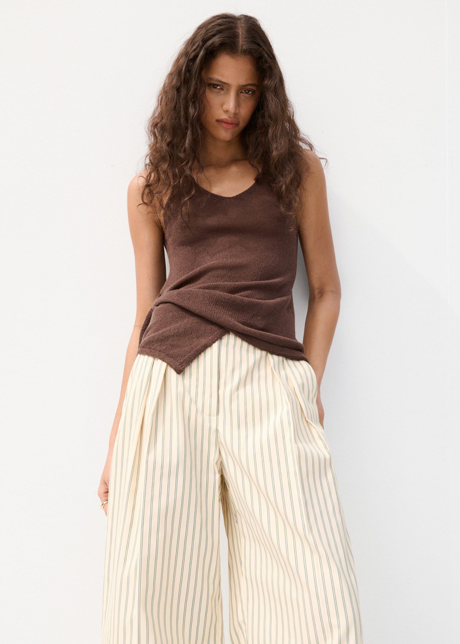 Chalk-stripe straight trousers