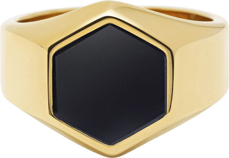 Men's Hexagon Ring with Matte Onyx