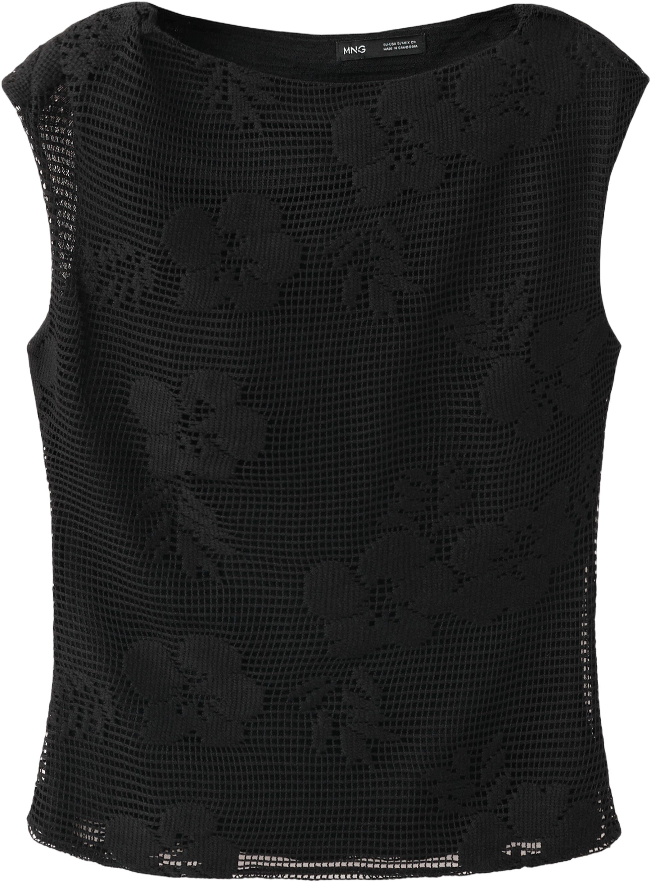 Asymmetric top with floral embroide