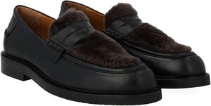 Penny loafer med blød pelsdetalje