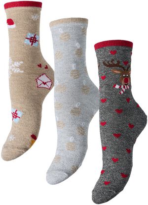 PCJINGLE XMAS GLITTER SOCKS 3-PACK