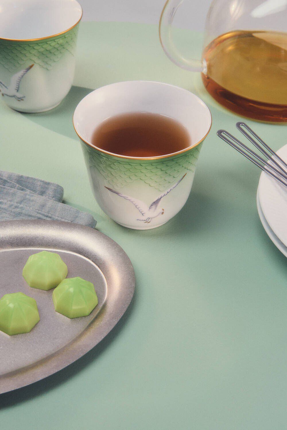 M&aring;getermokop, guld, gr&oslash;n 26 cl