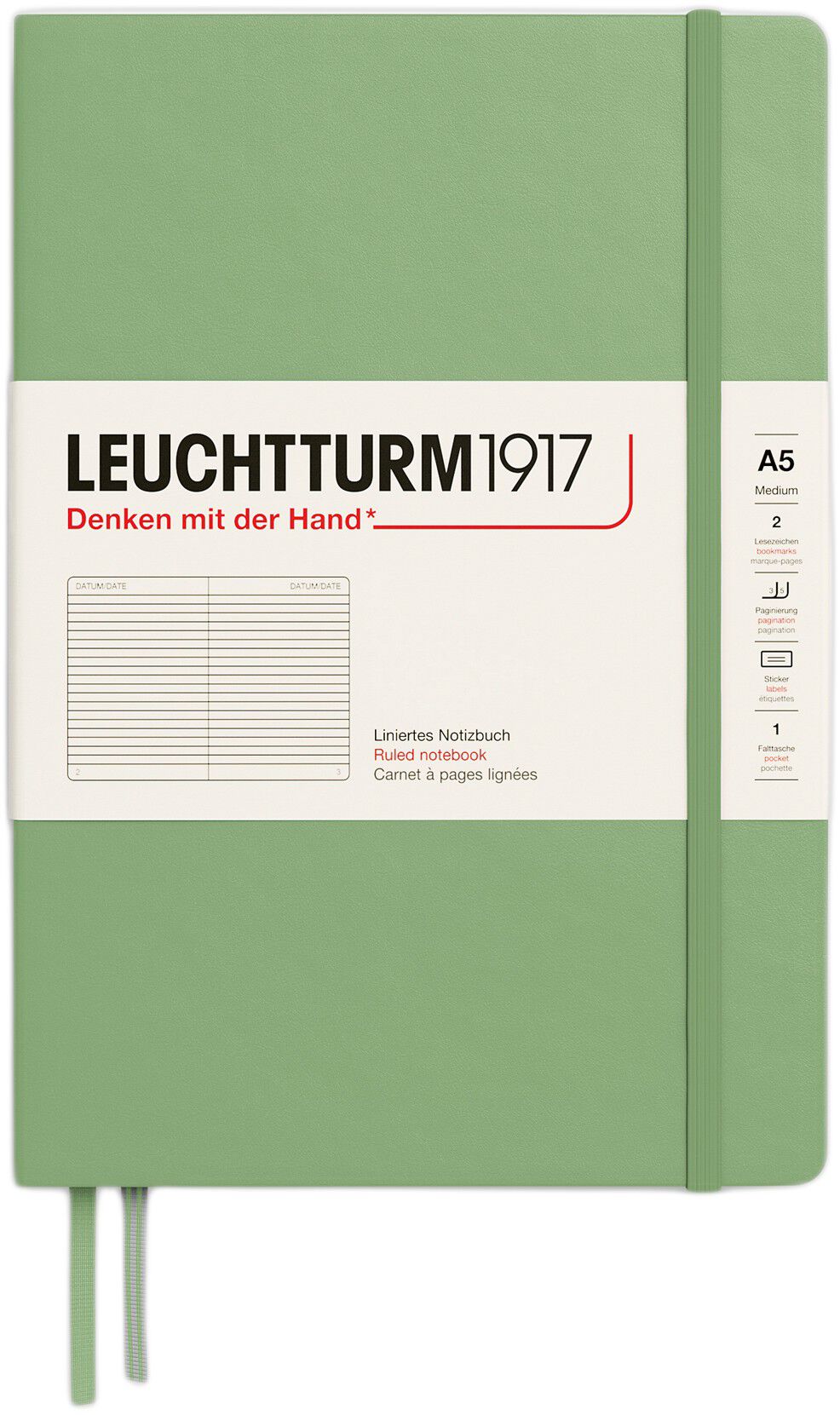 LT1917 Notesbog Linjeret HC - Sage