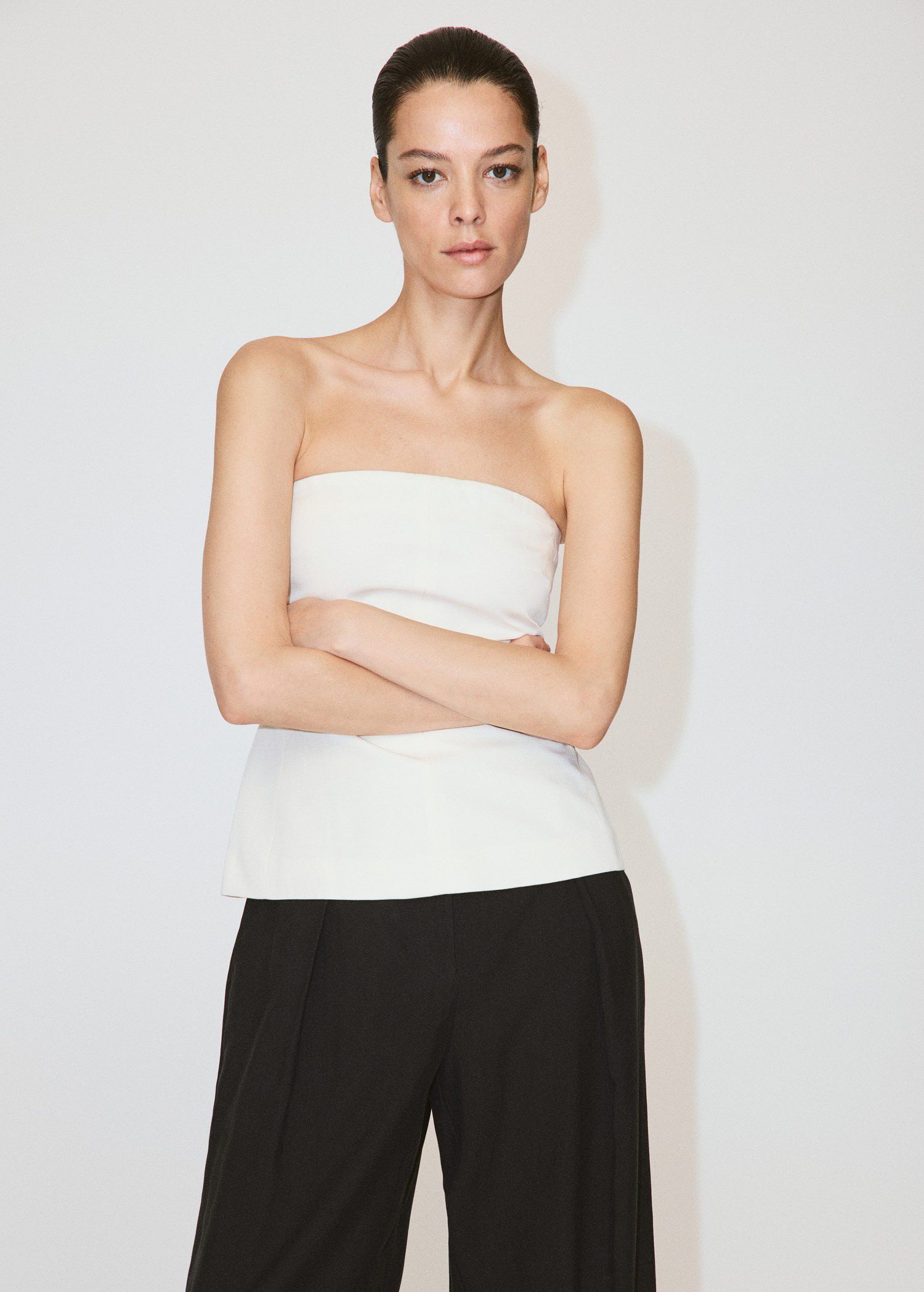 Linen strapless top