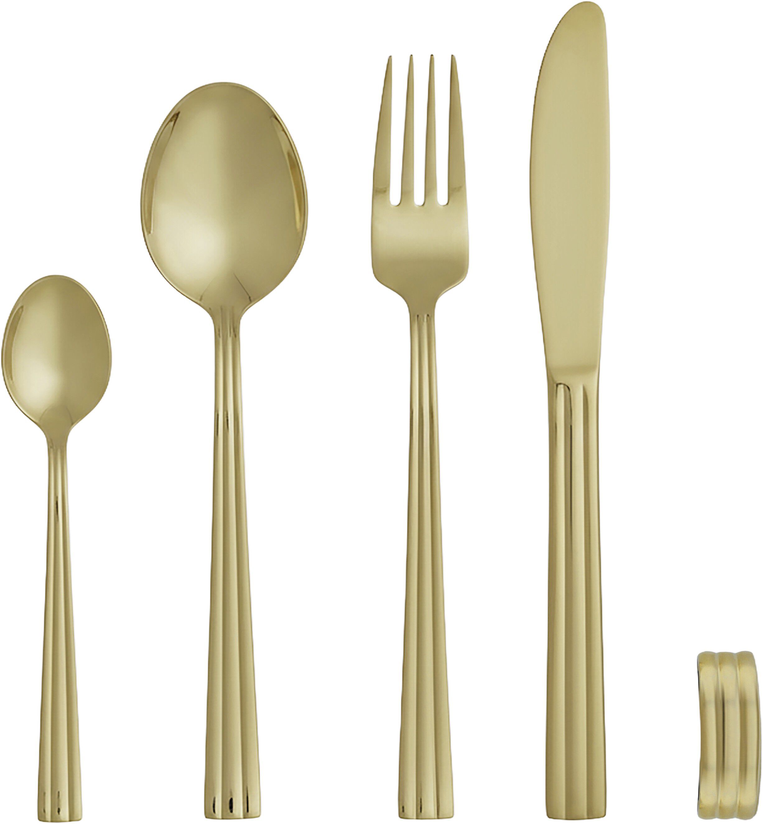 Bestickset Thebe 20 delar Blank guldpl&auml;tering Recycled rostf