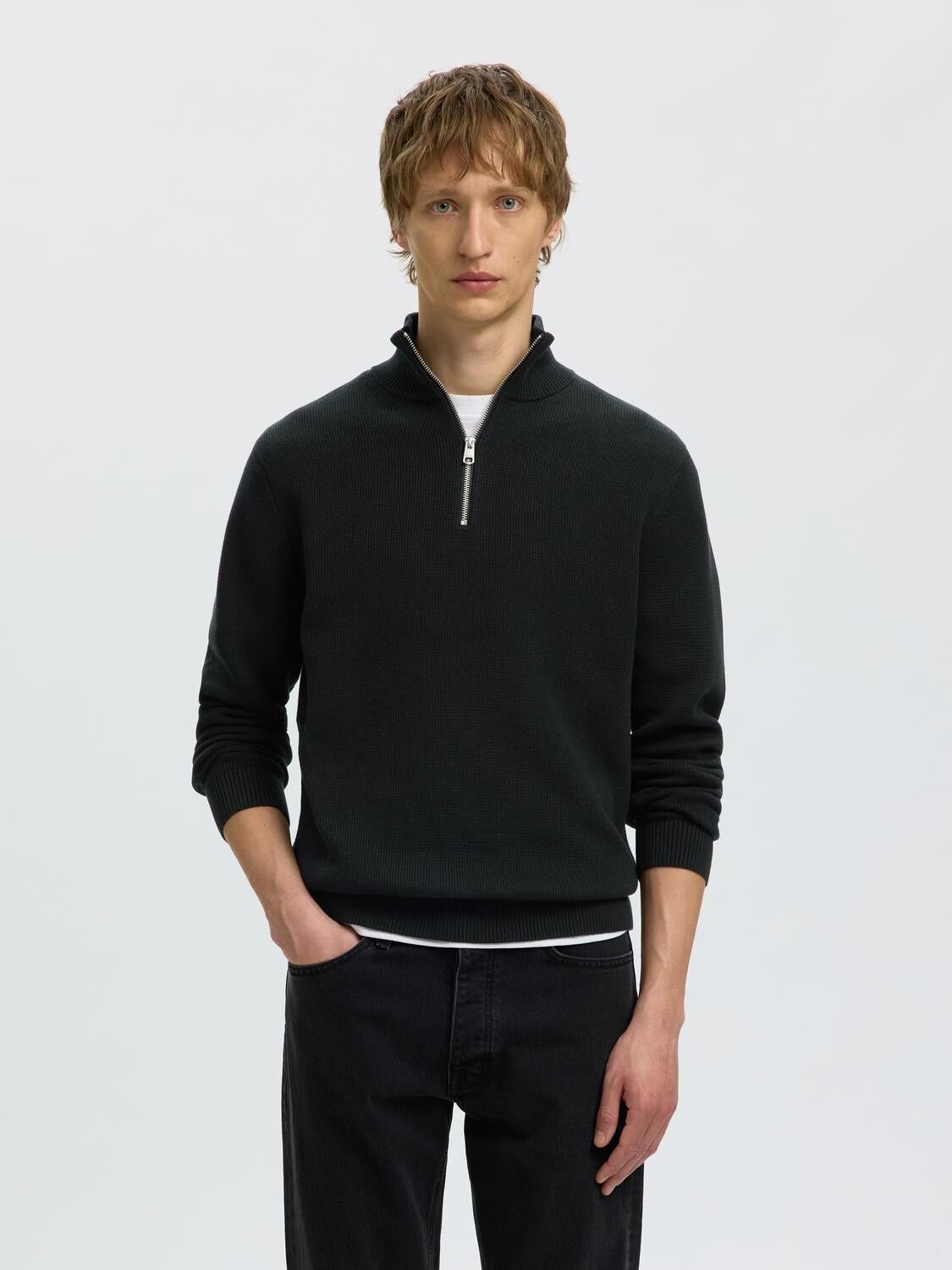 Slmdane Ls Knit Structure Half Zip Noos