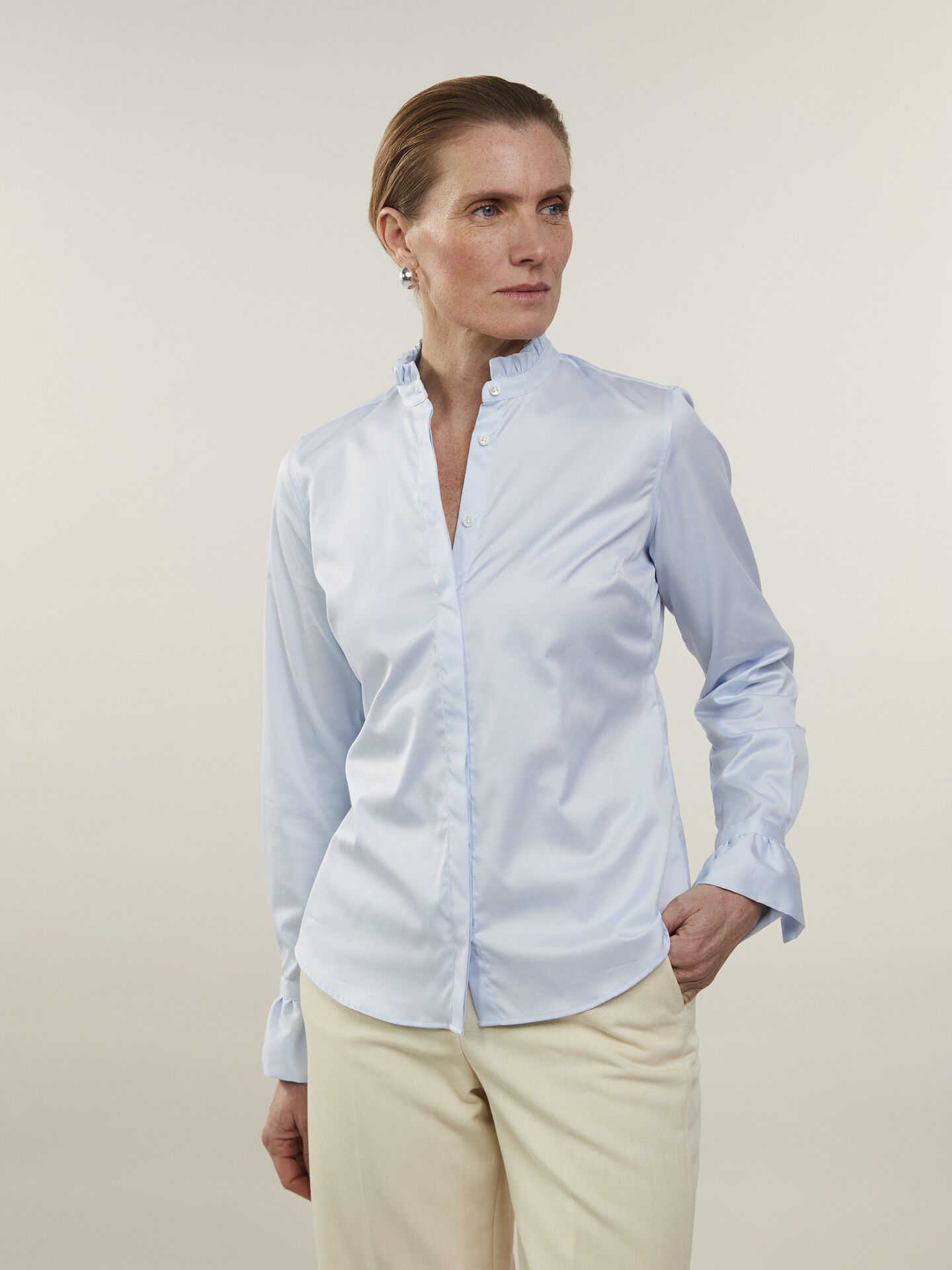 Darya Blouse, Frill collar Flyfront Frill cuff
