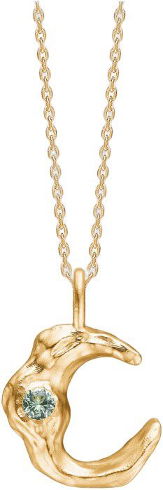 Lunar Halsk&aelig;de M. Gr&oslash;n Zirk - Forgyldt S&oslash;lv