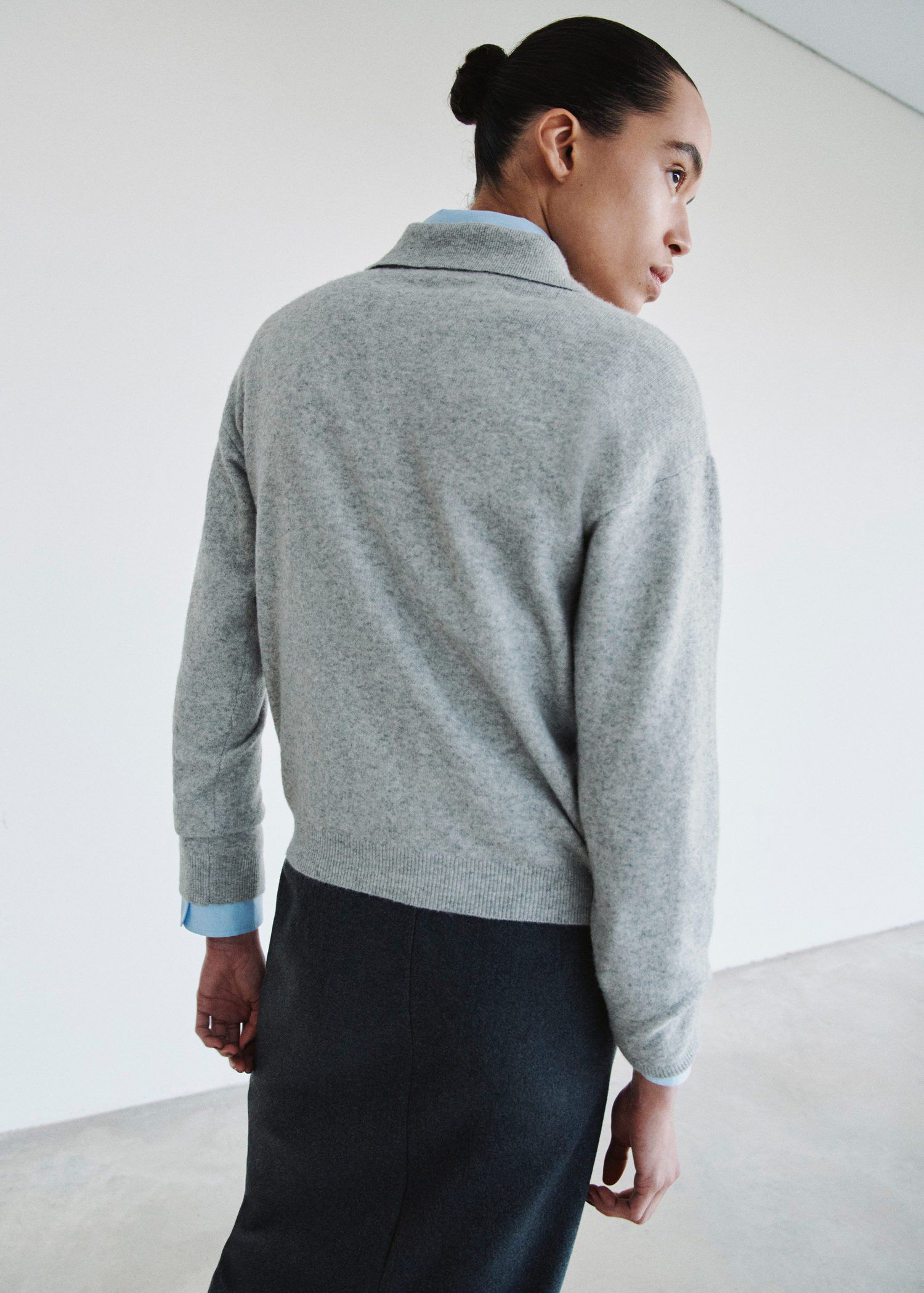 Long-sleeved polo-neck sweater