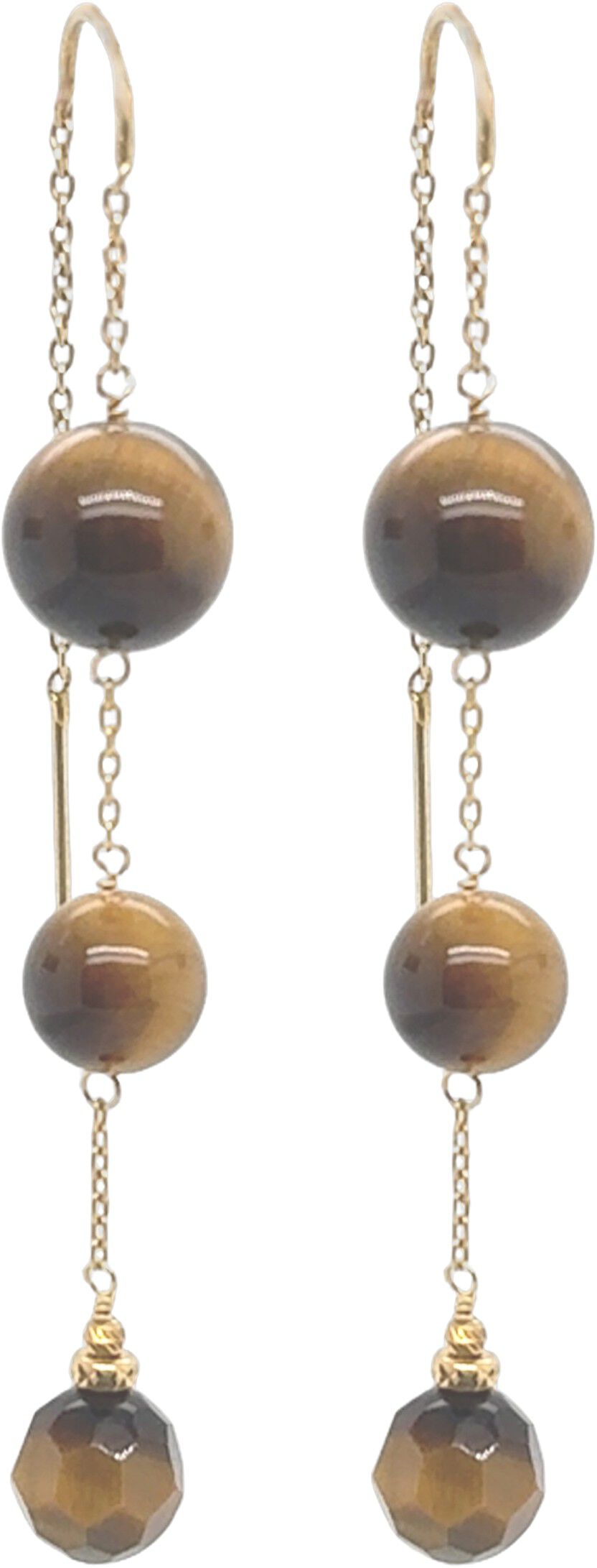 Venus Tiger Eye Earrings - Gold